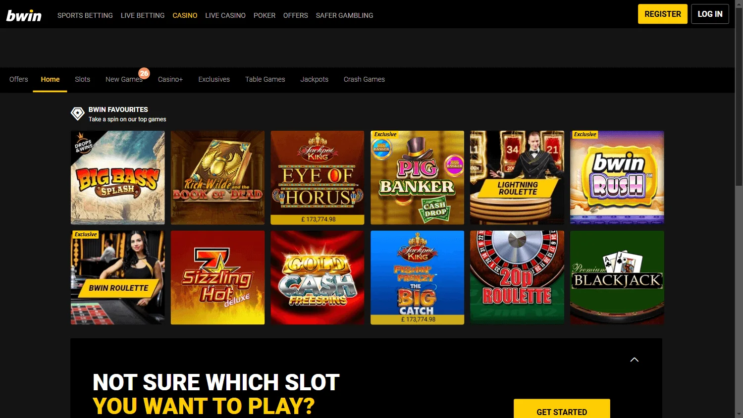 Bwin Casino desktop promotions screen